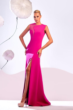 Crepe High-Slit Gown