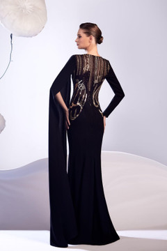 Lace Draped Shoulder Gown