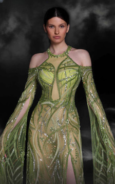 Cape Sleeve Beaded Gown Cape Sleeve Beaded Gown