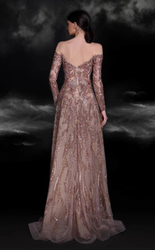 Long Sleeve -Sequin Gown Long Sleeve -Sequin Gown