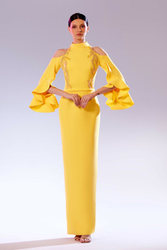 Long Sleeve Open-Shoulder Gown Long Sleeve Open-Shoulder Gown