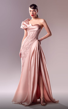 Satin Beaded Gown Satin Beaded Gown