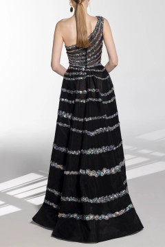 One Shoulder Beaded Gown One Shoulder Beaded Gown