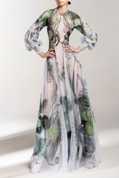Printed Beaded Gown Printed Beaded Gown