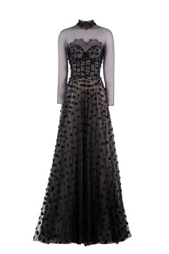 Beaded Polka Dot Tulle Gown Beaded Polka Dot Tulle Gown