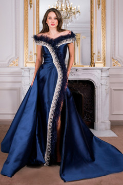 Off-Shoulder Feather Gown Off-Shoulder Feather Gown
