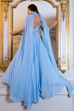 Caped Shoulders Gown