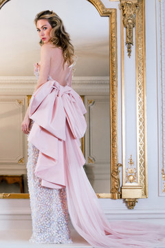 Beaded Gown with Bow Beaded Gown with Bow