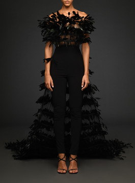 Black-Jumpsuit with Overskirt Black-Jumpsuit with Overskirt
