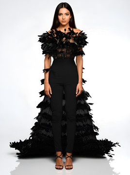 Black-Jumpsuit with Overskirt Black-Jumpsuit with Overskirt