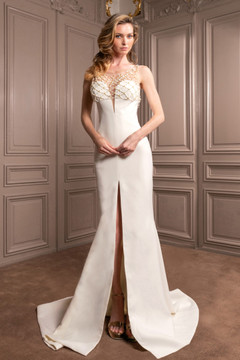 Sleeveless Gown with Mesh Detail Sleeveless Gown with Mesh Detail