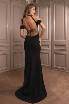 Open Shoulder Illusion Gown