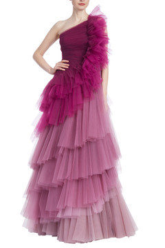 Ombre One Shoulder Gown Ombre One Shoulder Gown