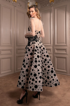 Illusion Sleeve Dotted Dress Illusion Sleeve Dotted Dress