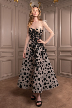 Illusion Sleeve Dotted Dress Illusion Sleeve Dotted Dress
