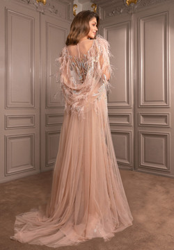 Embroidered Feather Gown