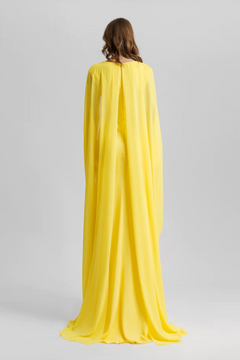 Cape-Sleeve Long Dress