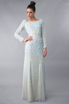 Blue Laser Cut Floral Gown Blue Laser Cut Floral Gown