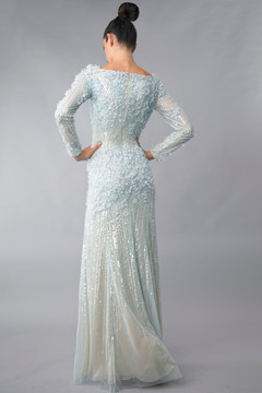 Blue Laser Cut Floral Gown Blue Laser Cut Floral Gown