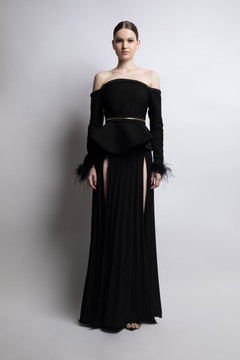 Open Shoulder Gown with Slits