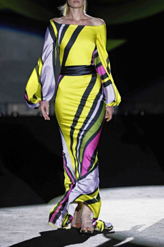 Striped Satin Evening Dress Striped Satin Evening Dress
