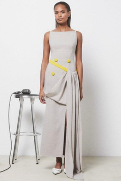 Sleeveless Midi Dress with Drape Sleeveless Midi Dress with Drape