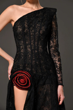 One-Shoulder Illusion Lace Dress One-Shoulder Illusion Lace Dress