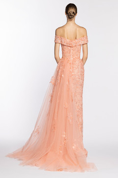 Fully Embroidered Off the Shoulder Gown Fully Embroidered Off the Shoulder Gown