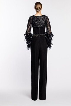 Crepe Sequin Embroidered Jumpsuit Crepe Sequin Embroidered Jumpsuit
