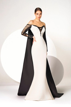 Off Shoulder Mermaid Gown with Fringes Off Shoulder Mermaid Gown with Fringes