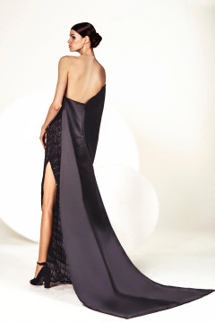 Fully Beaded Gown with Asymmetric Cape
