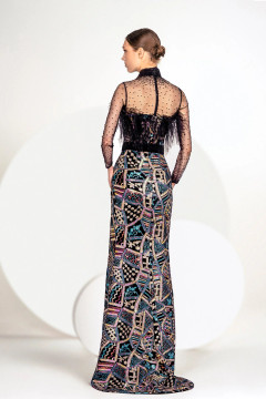 Beaded Neckline Fully Embroidered Gown