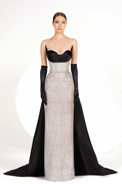 Sequin Embroidered Gown with Gloves Sequin Embroidered Gown with Gloves