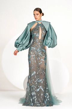 Embroidered Gown with Bolero Embroidered Gown with Bolero