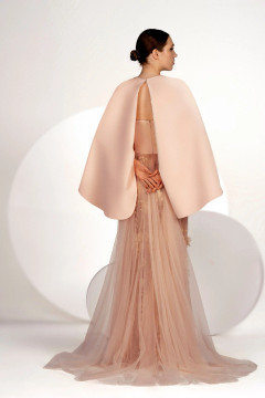 Floral Embroidered Gown with Cape Floral Embroidered Gown with Cape