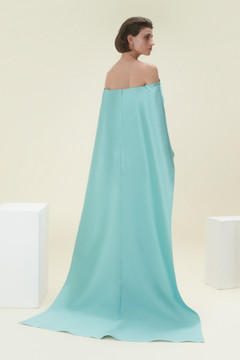 Embellished Off Shoulder Cape Gown Embellished Off Shoulder Cape Gown