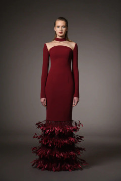 Long Sleeve Feather Dress Long Sleeve Feather Dress