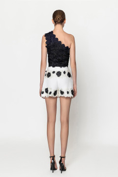 Guipure Crop Top with Crepe Shorts Guipure Crop Top with Crepe Shorts