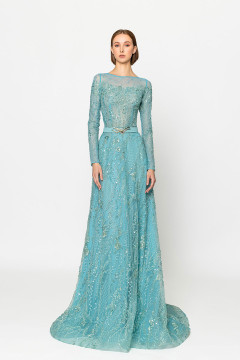 Fully Embroidered Long Sleeve Gown