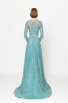 Fully Embroidered Long Sleeve Gown Fully Embroidered Long Sleeve Gown