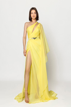 Crepe Asymmetrical Gown Crepe Asymmetrical Gown