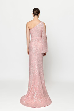 Fully Beaded One Sleeve Gown Fully Beaded One Sleeve Gown