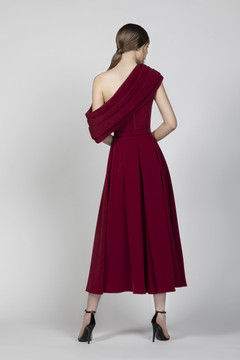 One Shoulder Marocain Midi Dress One Shoulder Marocain Midi Dress