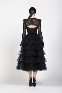Beaded Bodice Tiered Midi Dress Beaded Bodice Tiered Midi Dress
