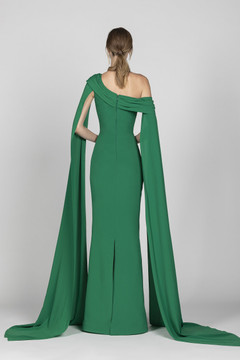 One Shoulder Crepe Marocain Gown