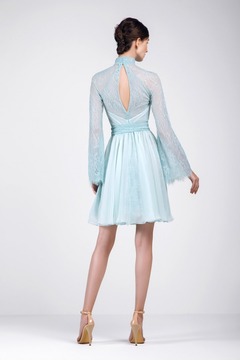 High Collar Chiffon and Lace Dress High Collar Chiffon and Lace Dress