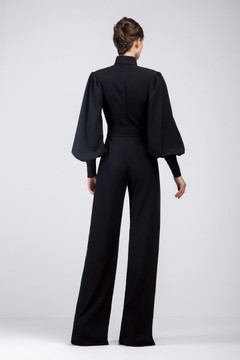 Crepe Jumpsuit with Wide Pant