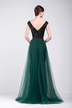 Fully Beaded Gown with Overskirt Fully Beaded Gown with Overskirt
