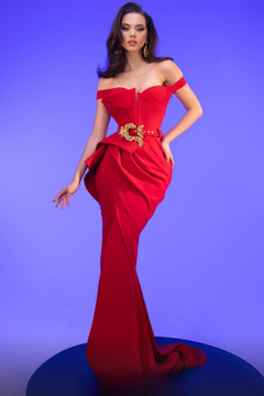 Fitted Off Shoulder Gown Fitted Off Shoulder Gown