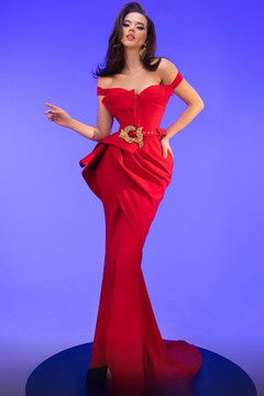 Fitted Off Shoulder Gown Fitted Off Shoulder Gown
